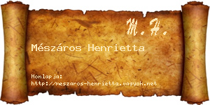 Mészáros Henrietta névjegykártya
