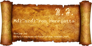Mészáros Henrietta névjegykártya